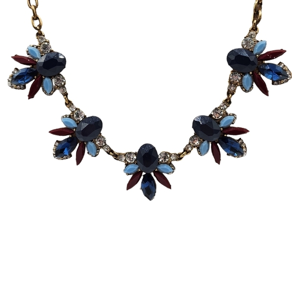 J. Crew Statement Necklace Red, Navy, Light Blue - Picture 3 of 13